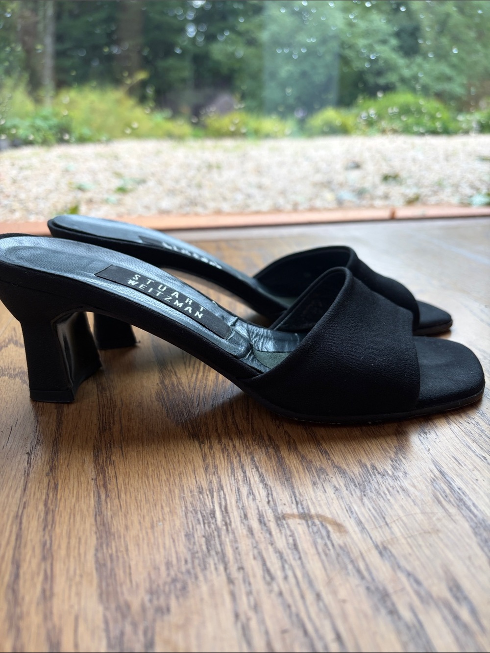 Stuart Weitzman vintage Black Open-Toe Slide Mules